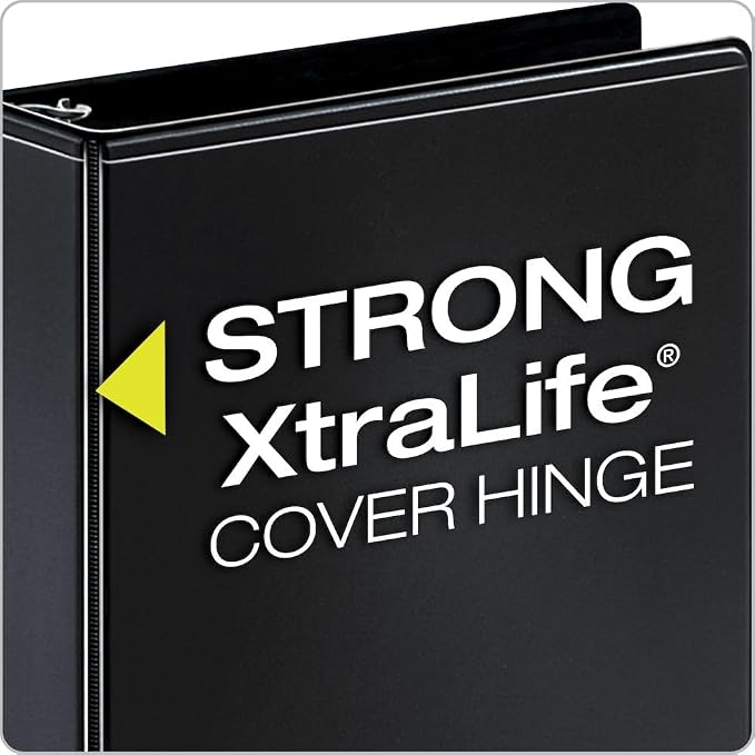 Cardinal 3 Ring Binder, Durable 1.5 Inch Performer ClearVue Binder, Round Rings, 350-Sheet Capacity, Customizable ClearVue Covers, PVC-Free, Black (67325)