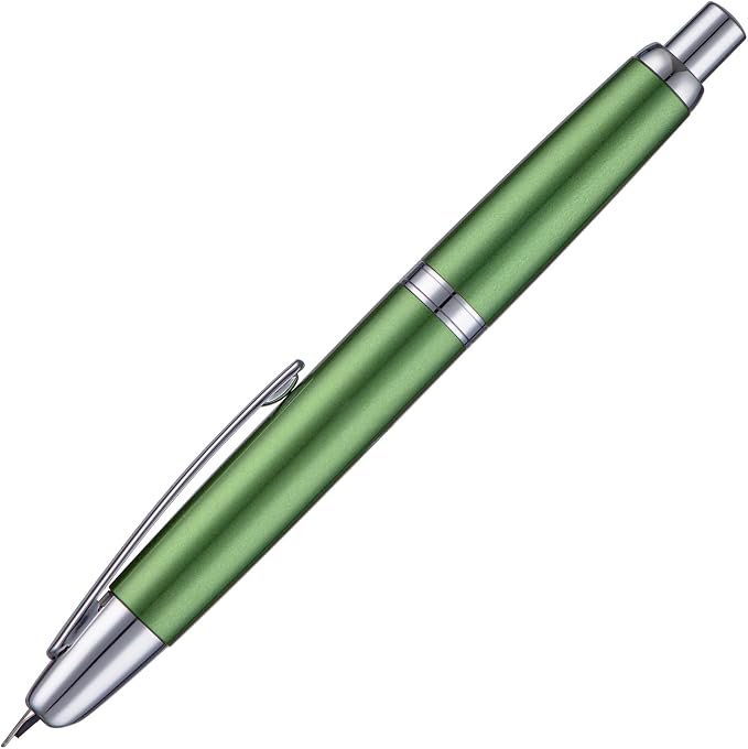 Jinhao 10 Press Fountain Pen with Box, Sea Pine Green Retractable Extra Fine Nib with Ink Converter Set (Silver Clip)