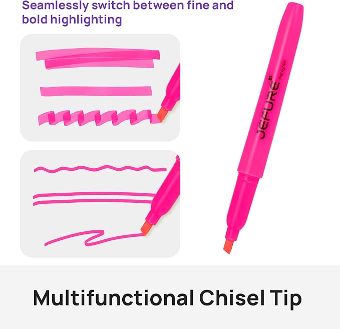 12 Pcs Highlighters, Chisel Tip, Quick Dry, Pink | Bulk Highlighters for Studying, Note-Taking, School, College, Office, Teacher & Student Supplies
