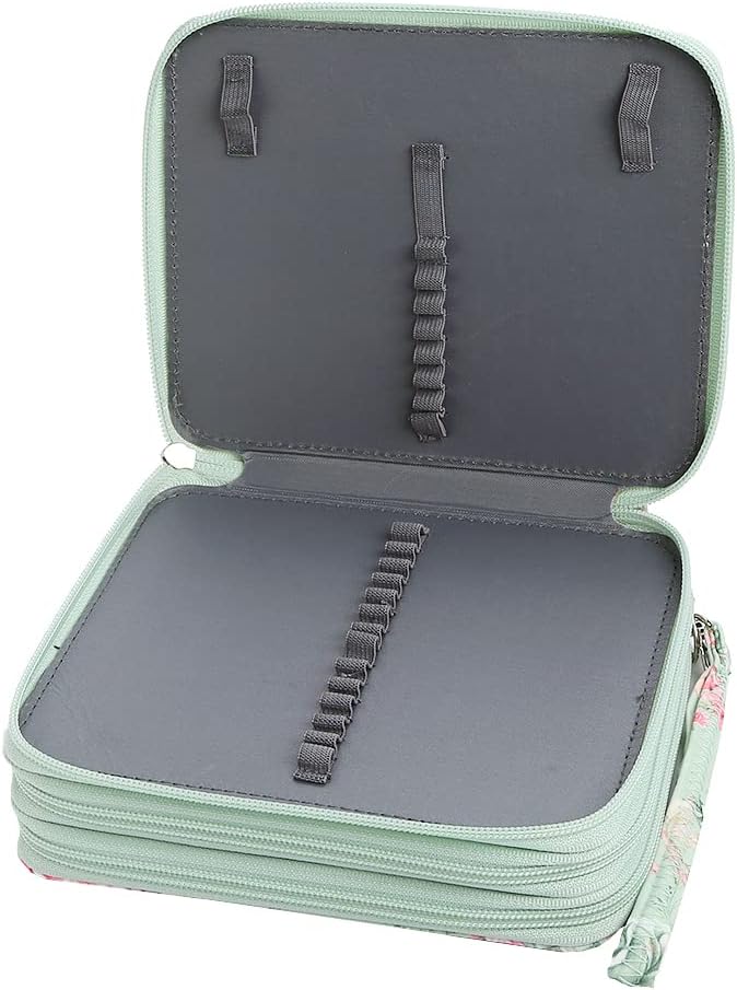 Rose Colored Pencil Organizer - 72 Slot Case with Zipper for Watercolor Pens, Markers and More