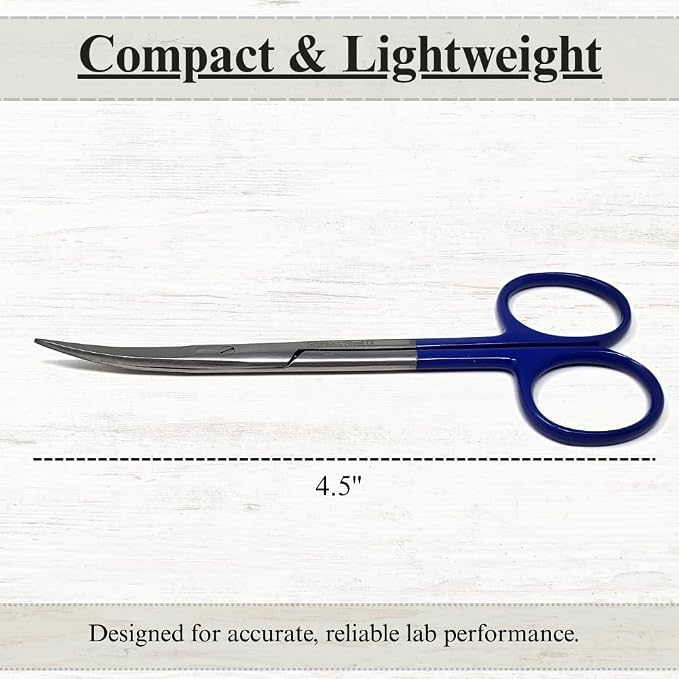 Premium Iris Scissors Micro Dissecting Scissors Curved 4.5" with Fine Sharp Blades Made of Stainless Steel Medical Surgical Tools (Blue Handle)