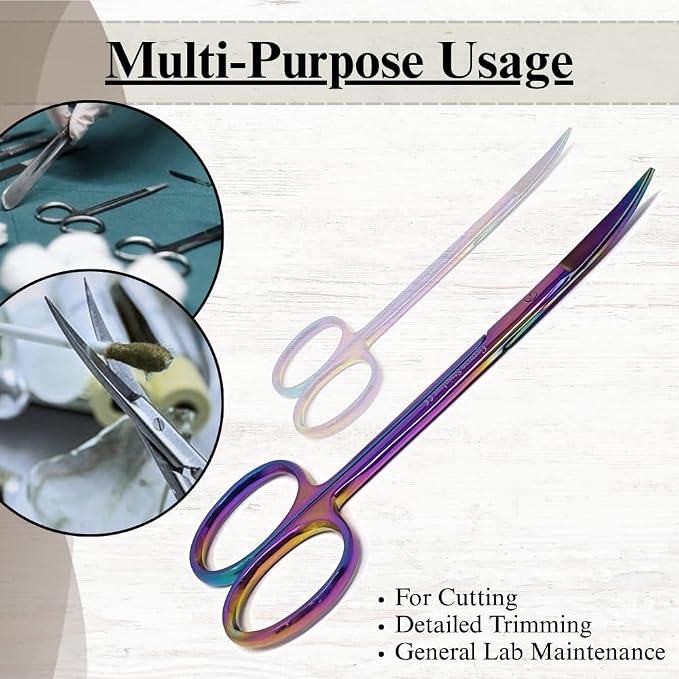 Premium Iris Scissors Micro Dissecting Scissors Curved 4.5" with Fine Sharp Blades Made of Stainless Steel Medical Surgical Tools (Multicolor)