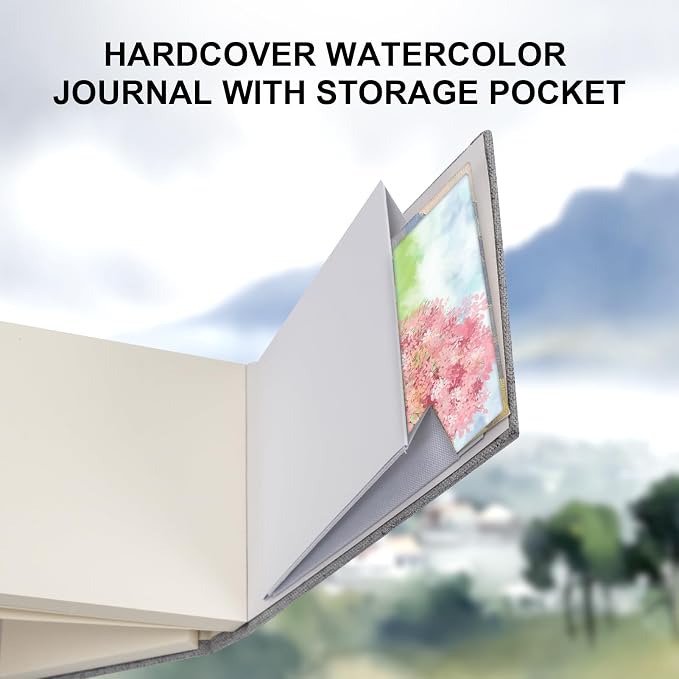 ZEROMX Watercolor Sketchbook, 3.5x5.5 Watercolor Journal, 2 Packs, 50 Sheets Each, Cotton Paper, Cold Press, 140lb/300gsm, Mini Watercolor Book, Watercolor Notebook for Travel Painting (Grey)