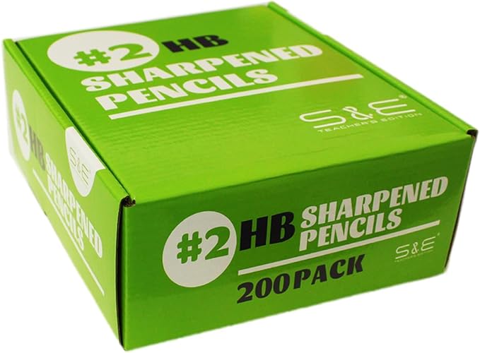 S & E TEACHER'S EDITION #2 Pencils, Pre-sharpened HB Lead Bulk Box – 200 Pack Yellow Woodcase Pencils with Erasers, Ideal for Standardized Tests, Classroom & Home – No. 2 Pencil Back to School