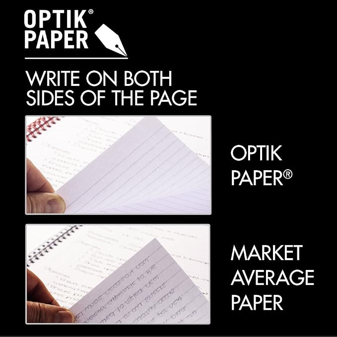 Black n' Red Notebook, Business Journal, 11" x 8", 70 Sheets, Ruled, Optik Paper, Scribzee App, Flexible Poly Cover, Wirebound, Black (K67030)
