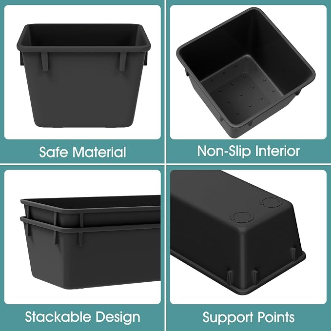 WOWBOX 25 PCS Plastic Drawer Organizer Set, Desk Drawer Divider Organizers and Storage Bins for Makeup, Jewelry, Gadgets for Kitchen, Bedroom, Bathroom, Office, Deep Black