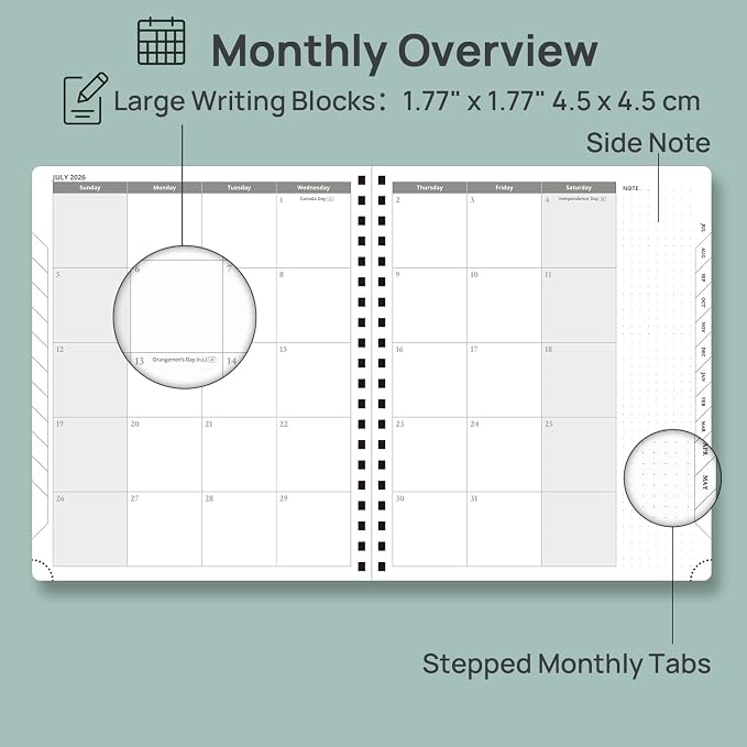 POPRUN Planner 2026-2027 (Large - 8.5'' x 10.5'') Academic Weekly Planner | Calendar(July 26-June 27) Appointment Book with Hourly Time Slots, Monthly Tabs, 100GSM, Spiral Leather Cover -Night Sky Blue