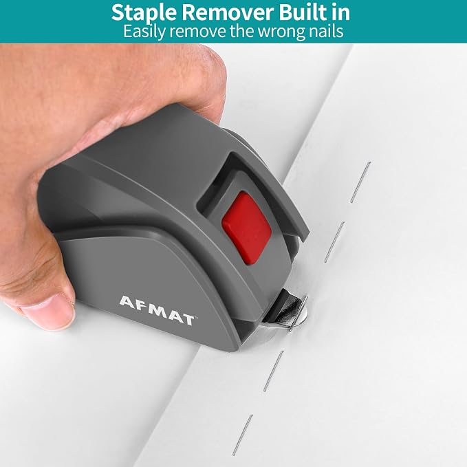 AFMAT Effortless Stapler for Desk, 50 Sheet Desktop Stapler, Ergonomic Office Staplers, One Finger Touch Stapling, Built-in Remover, Portable & Space Save Size, Good for Home & Office ES10(Gray)