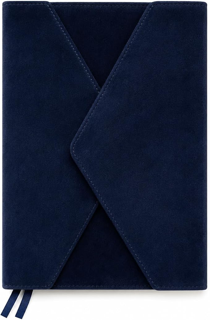 Eccolo Lined Journal Notebook, Hardcover Velvet Journal for Women & Men - 256 Ivory Pages, Unique Writing Journal for Work or School, Magnetic Flap Closure, 3 Bookmarks, Size 6X8, 6X8 Navy | Ivory Acid-Free Ruled Paper, 3 Sewn-In Bookmarks, Lay-Flat De...