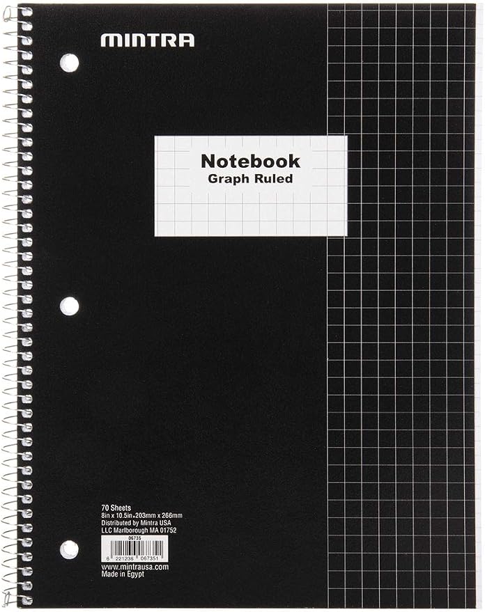 Mintra Office Spiral Notebooks, Wirebound, Journals for School, Work, Business, Aesthetic Stationery, Writing Pads, Teacher & Student Supplies (4, Solid Color, Graph)