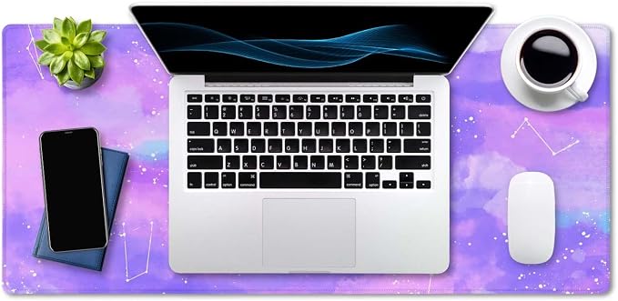 SSOIU Pink Pastel Desk Mat, Gorgeous Starry Sky Desk Pad, Cute Large Gaming Mousepad, Gamer Girl Desk Pad 35.5" X 15.7", Non-Slip Laptop Computer Keyboard Mousepad for Office and Home