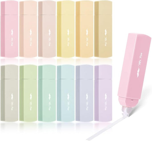 Mr. Pen- Aesthetic Correction Tape, 0.2" x 197", 12 pcs, Pastel Colors | Cute Correction Tape