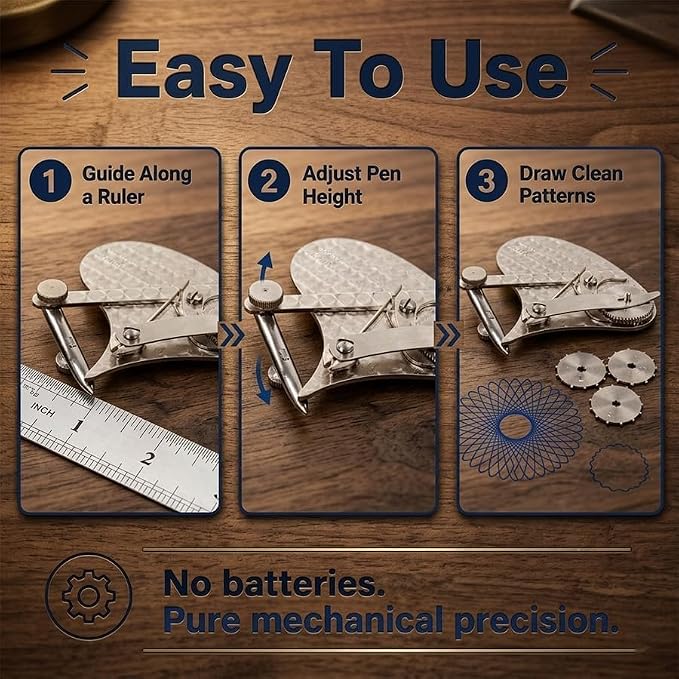 PulseForge Vintage Precision Dotting & Ruling Pen Set, Professional Technical Drafting Tools for Architects & Designers, for Masking Fluid & Mechanical Gear Train Drawing (A Style)