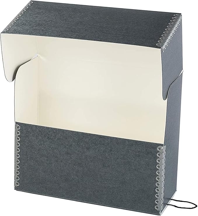 Lineco Archival Document Storage Box, Gray, 12.5" x 10.5" x 5" | Letter-Sized, Metal Edge, Acid-Free Boxboard Case, Organize Files, Prints, Photos, Pack of 2