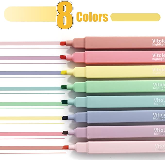 Bible Highlighters,Assorted Colors, Cute Paste Chisel Tip 8 pack | Chisel Tip,Aesthetic,No Bleed,Dry Fast, Bible Study for Planner Notes School Supplies