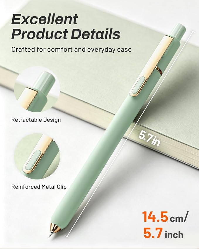 SUNEE Gel Pens, 12 Pack 0.5mm Pens Fine Point Smooth Writing Pens with Quick-Dry Black Ink, Cute Aesthetic School Office Note-Taking Pens for Journaling - Assorted
