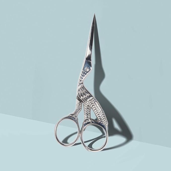 Diane Stainless Steel Stork Eyebrow Scissors, Precision Facial Hair & Brow Trimming Scissors for Women & Men, Sharp Ergonomic Beauty Grooming Scissors for Eyebrows, Mustache & Stray Hair Shears, 3.75"