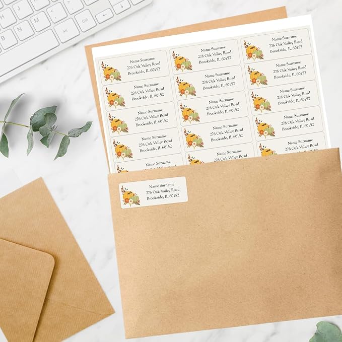Dotty about Paper Personalized Fall Pumpkin Harvest - Return Address Labels x 100