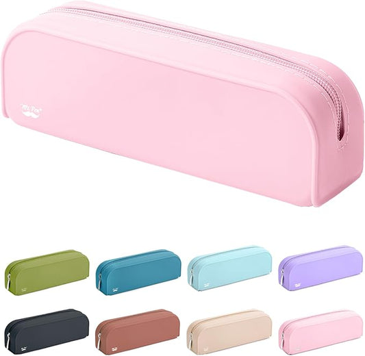 Mr. Pen- Silicone Pencil Case, Light Pink Pencil Pouch, Pencil Case Small | Multifunctional Pouch for Stationery, Cosmetics and Electrical Goods Storage