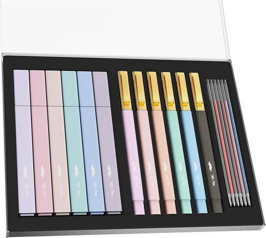 Mr. Pen- Aesthetic Highlighter and Gel Pen Set with Case, 12 Pack | Bible Highlighters & Cute Pens Refills With Soft Ink & Tip, No Bleed for Bible Study, Journaling, Planner, Notes