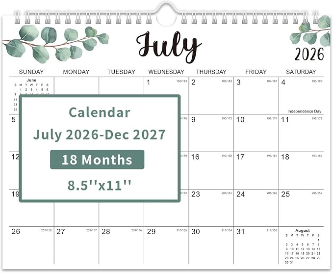 Comix 18 Month Wall Calendar 2026-2027 11x8.5 Inch, Monthly Planner Jul 2026 to Dec 2027, Thick 120GSM Paper with Stable Twin-Wire Binding for Home Office Planning