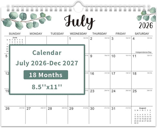 Comix 18 Month Wall Calendar 2026-2027 11x8.5 Inch, Monthly Planner Jul 2026 to Dec 2027, Thick 120GSM Paper with Stable Twin-Wire Binding for Home Office Planning