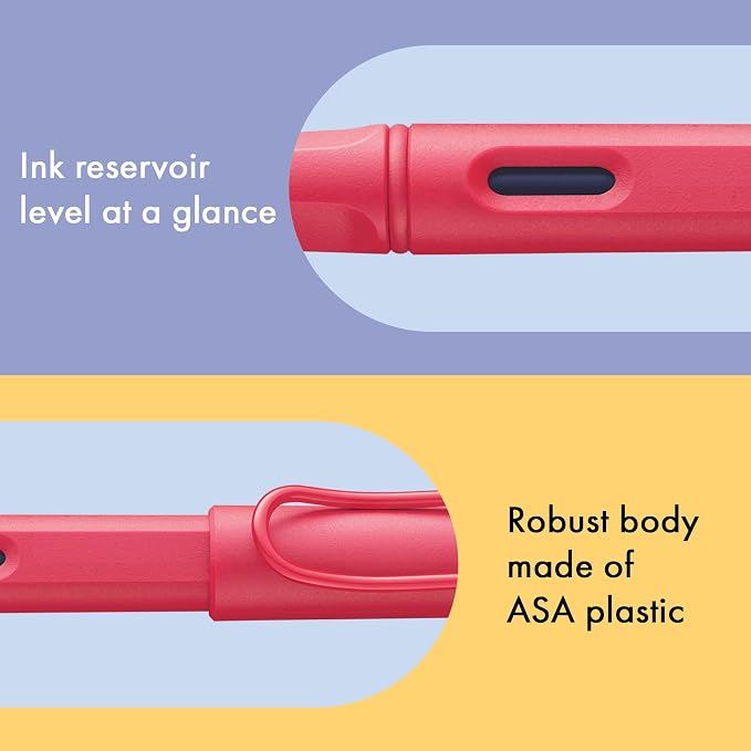 LAMY safari sunset - Fountain Pen with ergonomic grip & polished steel nib in size F - ideal for any Writing & Calligraphy - including LAMY T 10 blue cartridge - Right-Handed
