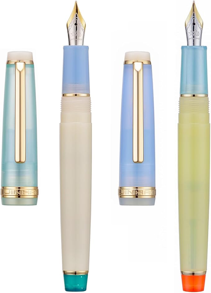 2PCS Jinhao 82 Fountain Pen Extra Fine Nib & Fine Nib with Converter, Mixed Morandi Gold Trim Writing Pen Set