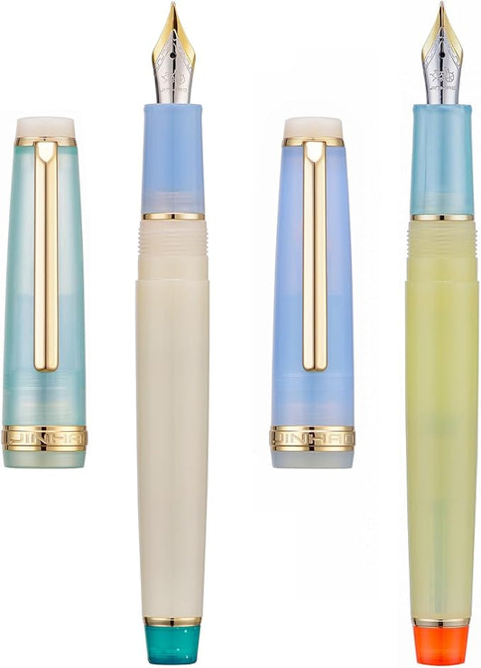 2PCS Jinhao 82 Fountain Pen Extra Fine Nib & Fine Nib with Converter, Mixed Morandi Gold Trim Writing Pen Set