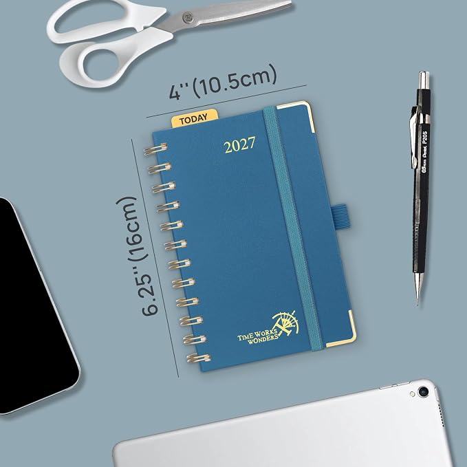 POPRUN Pocket Calendar 2027,4" x 6.25" Small Weekly Planner, Jan 2027 - Dec 2027 Appointment Book with Flexible Hardcover, Inner-pocket, Pen loop - Dark Green