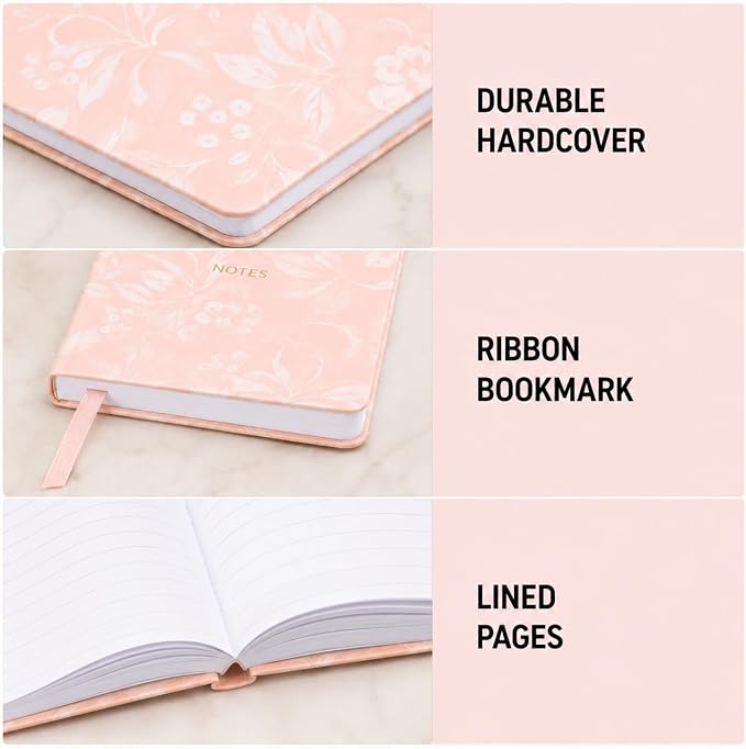 WORLD TRAVELER Large Lined Journal Notebook 256 Ruled White & Ivory Pages | Lay-Flat Binding, Gilded Page Edges Resist Wear, Reinforced Square Corners, Bleed-Resistant Smooth Paper
