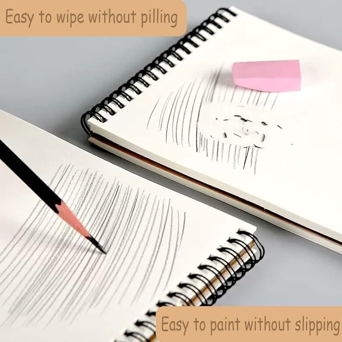 Sketch Book Pad, Drawing Paper 9" x 12" Spiral Bound (98lb/160gsm), 90 Sheets, Pack of 3, Durable Acid Free Sketchbook for Painting (3 Pack- 9"X12")