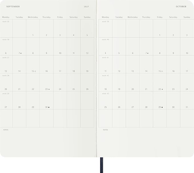 Moleskine 2026-27 18-Month Weekly Planner, Large, Sapphire Blue, Softcover | July 2026-December 2027 Large 208-page weekly planner with weekly spreads, ruled notes pages, stickers, and pocket.