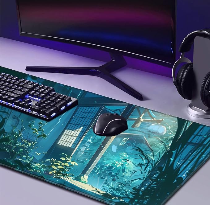 Tropical Plants XL Extended Gaming Keyboard Pad Computer Non Slip Mouse Pad | Large Extended Mouse Pad; Full Desk Coverage; Waterproof Coating; Stable Anti-Slide Base For Gaming, Office, Study Daily Use