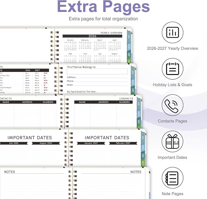 Planner 2026-2027, Weekly and Monthly Academic Year Calendar Planner, July 2026 - June 2027, Daily Agenda Book for Office School Supplies, Letter Size(8.5'' x 11'')