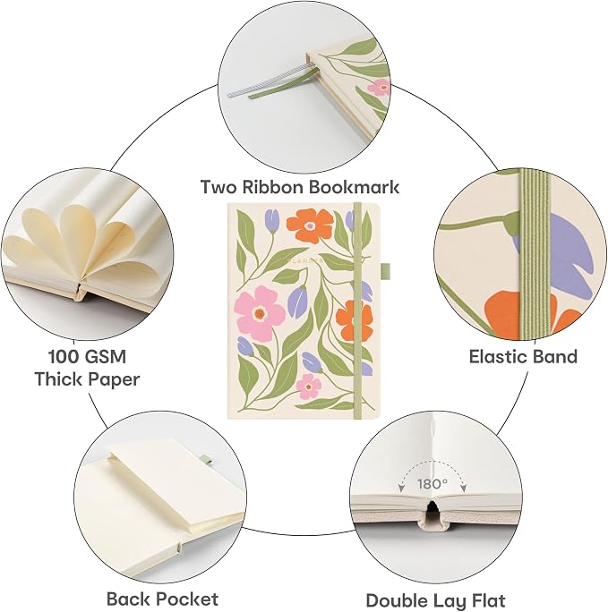 And Per Se Undated Academic Planner, Weekly & Monthly Planner with Goal & Habit Tracker, A5 Hardcover, Botanical Floral