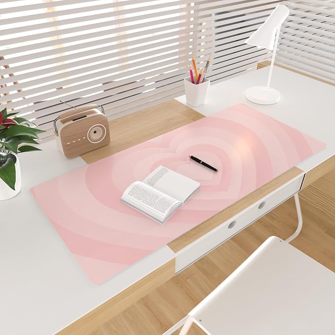 Colorful Star Large Mouse Pad Pink, PU Leather Desk Mat, 31.5" x 11.8" | Aesthetic Laptop Mat Cute Mousepad Desk Pad, Waterproof Non-Slip Desk Mat for Office Accessories Women& Girl
