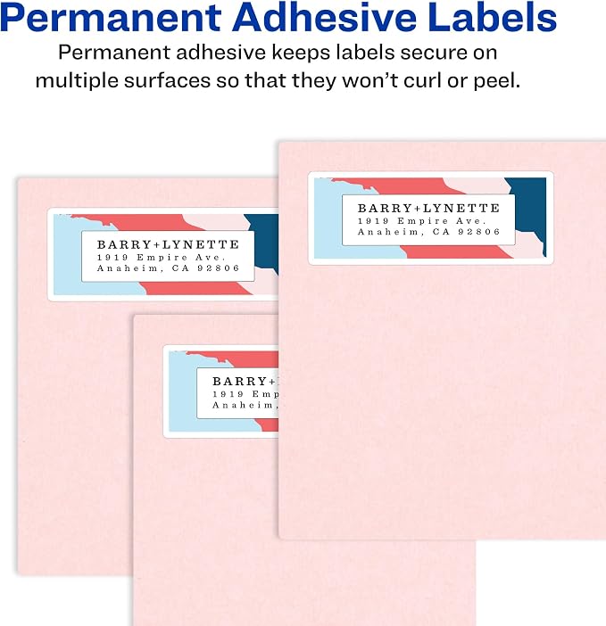 Avery Printable Address Labels with Sure Feed, 1" x 2-5/8", Glossy Clear, 300 Blank Mailing Labels for Laser and Inkjet Printers (6521)