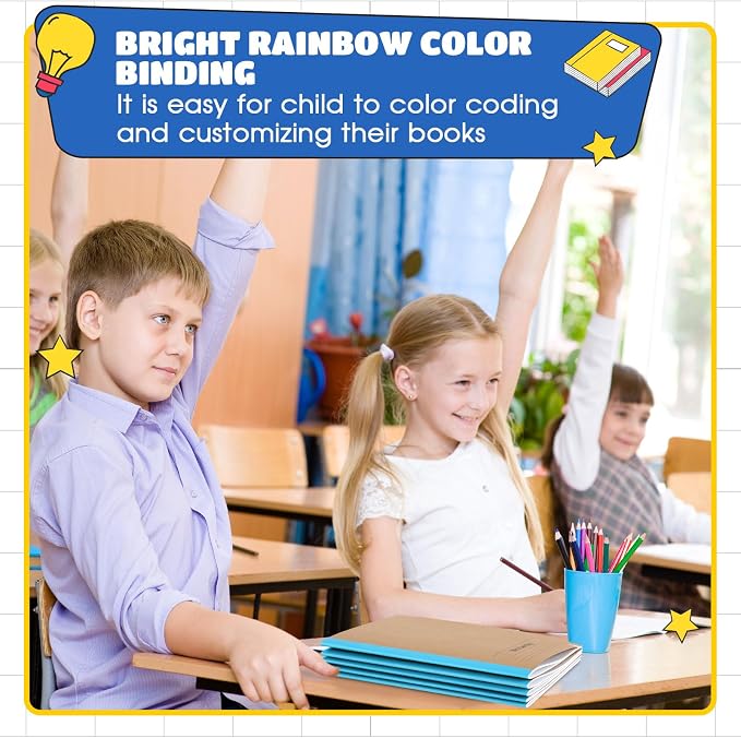 Henoyso 20 Pack Primary Composition Notebook, 9-3/4" x 7-1/2", Kids Primary Journal, K-2 Writing Notebook for Kids Student Draw Write Story Journal Half Blank Books(Blue)