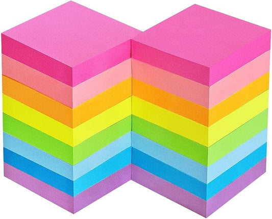 Eastern Wolf Sticky Notes 2x2 in, 16 Pads, 8 Bright Colors, 100 Sheets/Pads | Ideal for office, School, Home, and Study Notes.