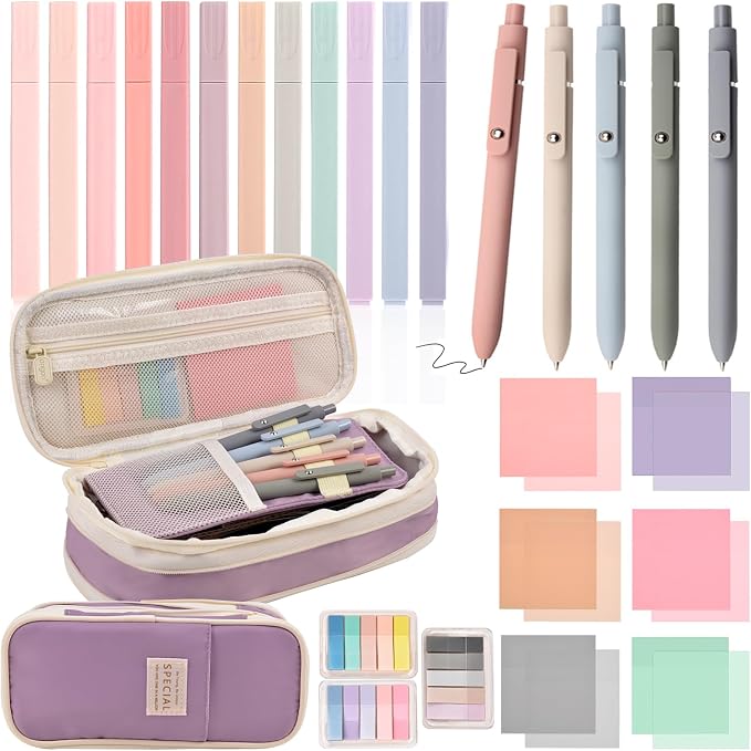 Aesthetic School Supplies Pen Highlighter - Bible Writing Correction Set | 27 Pcs Cute Stationery Set Bible Note Taking Supplies Aesthetic Pencil Case Pencil Case Bag Study Supplies for School College