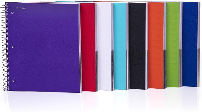 Mintra Office Durable Spiral Notebooks, 5 Subject (Green, College Ruled 1pk)