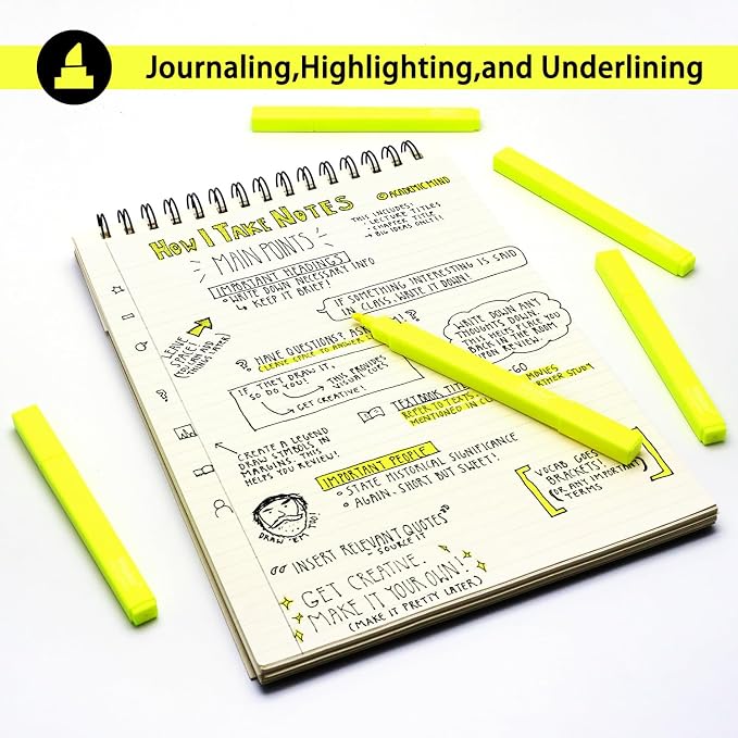 Vitoler Yellow Highlighters,Bright Color Dry Fast,Chisel Tip,10Pcs | Dry Fast,long lasting high quality for bible study,books,journal,writing,school office