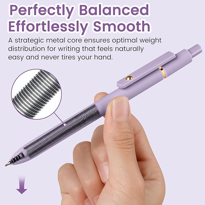FIOVER Gel Pens, 6pcs 0.7mm Fine Point Black Ink, Quick Dry Smooth Writing Pens for Journaling, Nurse Aesthetic Cute Office School Supplies, Gifts for Women and Men (6Pcs Morandi-Black Ink)