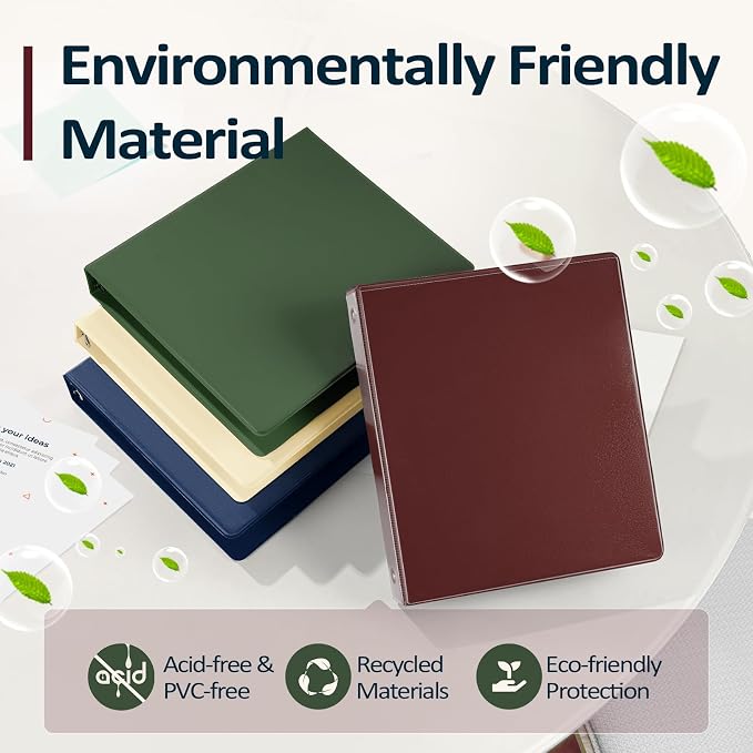 Sooez BinderX Extra Durable 3 Ring Binder, Round Ring Binders, Fits 8.5x11 Paper, Customizable View Cover with Inside Pockets, Cute Binder, 1.5", Burgundy Red