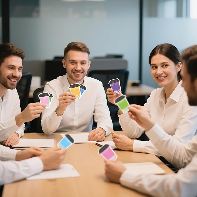 Xqumoi 30 Pack Employee Appreciation Coffee Cup Sticky Notes - Self Sticky Notepad Writing Memo Pad for Coffee Lover Staff Member Colleague Worker Office School Supply