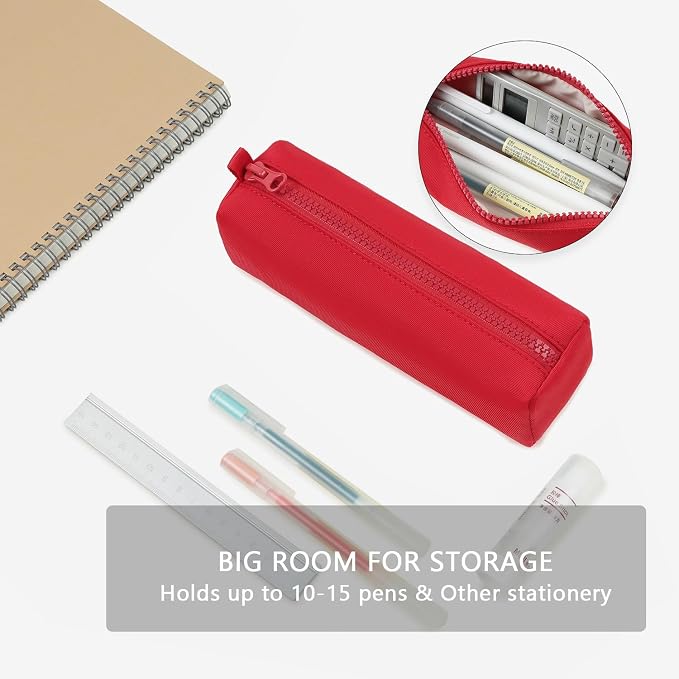 Pencil Case Lightweight and Durable Ideal Pencil Pouch for School and Office Supplies (Red,Oxford)
