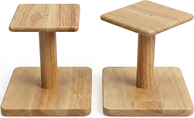 Desktop Speaker Stands Made of Pure Solid Wood, Natural Style, 360° Rotatable Top Plate, Suitable for Medium/Large Tabletop Speakers and Studio Monitors (Natural Oak_DSS7(7 inch))