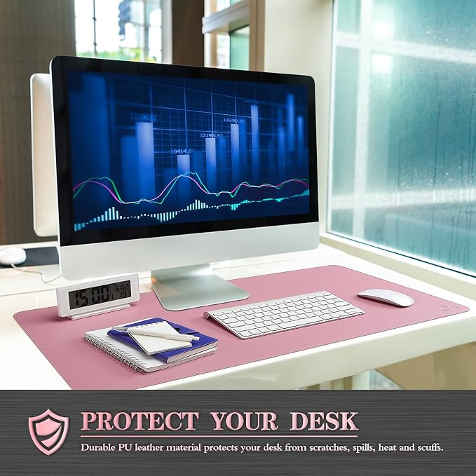 K KNODEL Large Sewing Leather Desk Mat, Desk Pad (Purple, 31.5" x 15.7") | Mouse and Keyboard Pad, PVC Computer and Laptop Mat, Desktop Protector and Cover, Writing Pad and Blotter for Home Office