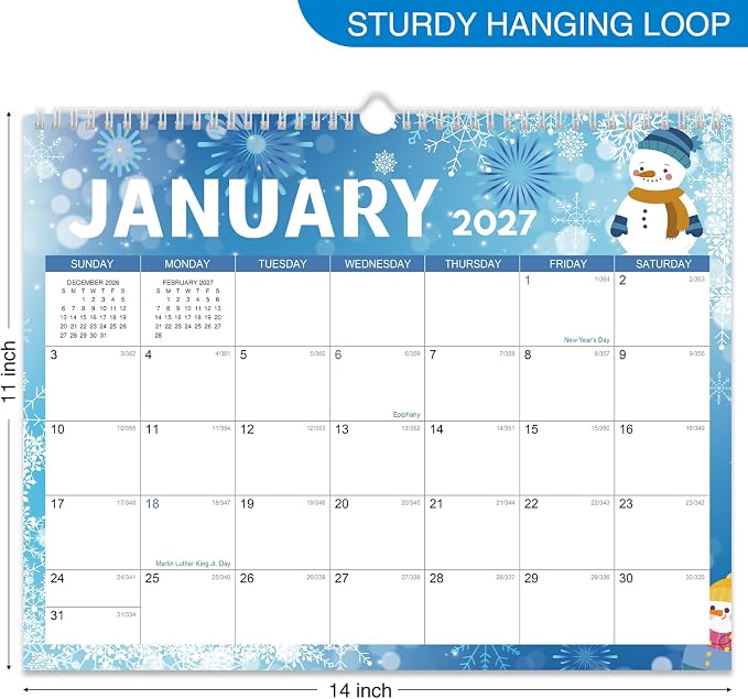 2026-2027 Wall Calendar - 18 Months Wall Calendar 2026-2027 with Thick Paper, Jul 2026 - Dec 2027, 14" x 11", Twin-Wire Binding, Home or Office Calendar for Easy Organizing